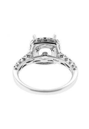 Square Halo Single Row Shank Diamond Engagement Ring Semi Mount