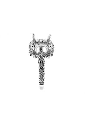 Square Halo Single Row Shank Diamond Engagement Ring Semi Mount