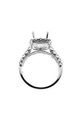 Square Halo Single Row Shank Diamond Engagement Ring Semi Mount