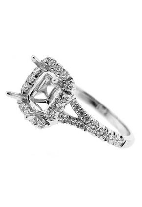 Square Halo Single to Double Split Shank Diamond Engagement Ring Semi Mount