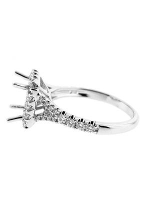 Square Halo Single to Double Split Shank Diamond Engagement Ring Semi Mount