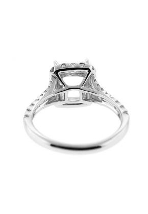 Square Halo Single to Double Split Shank Diamond Engagement Ring Semi Mount