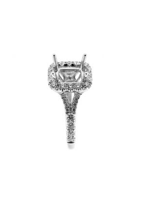 Square Halo Single to Double Split Shank Diamond Engagement Ring Semi Mount