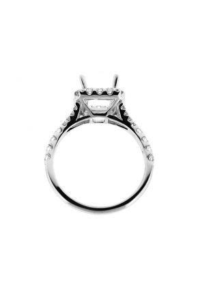 Square Halo Single to Double Split Shank Diamond Engagement Ring Semi Mount
