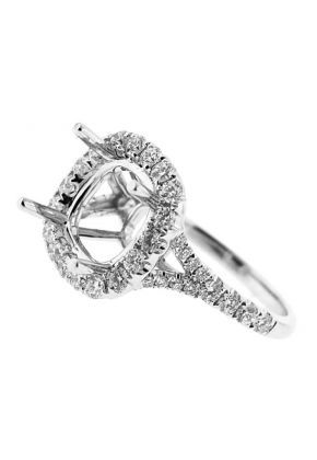 Square Halo Single to Double Split Shank Diamond Engagement Ring Semi Mount