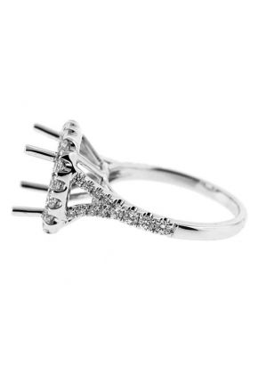 Square Halo Single to Double Split Shank Diamond Engagement Ring Semi Mount