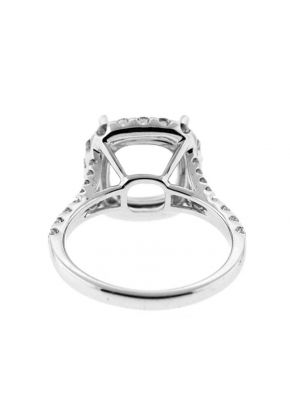 Square Halo Single to Double Split Shank Diamond Engagement Ring Semi Mount