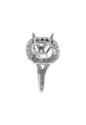 Square Halo Single to Double Split Shank Diamond Engagement Ring Semi Mount