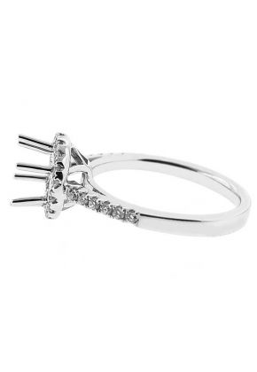 Halo Single Row Shank Diamond Engagement Ring Semi Mount