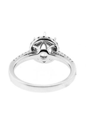 Halo Single Row Shank Diamond Engagement Ring Semi Mount