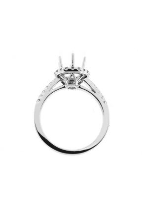 Halo Single Row Shank Diamond Engagement Ring Semi Mount