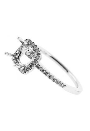 Square Halo Thin Shank Diamond Engagement Ring Semi Mount