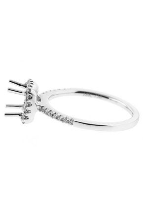 Square Halo Thin Shank Diamond Engagement Ring Semi Mount