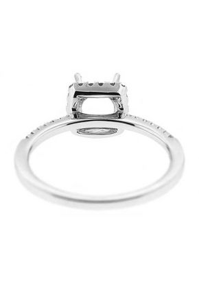 Square Halo Thin Shank Diamond Engagement Ring Semi Mount