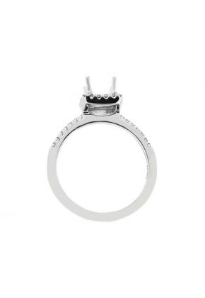 Square Halo Thin Shank Diamond Engagement Ring Semi Mount