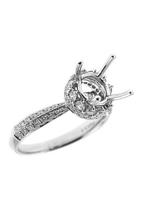 Semi-Mount Knife Edge Engagement Ring with Micro-Pav?? Set Round Diamonds in 18k White Gold