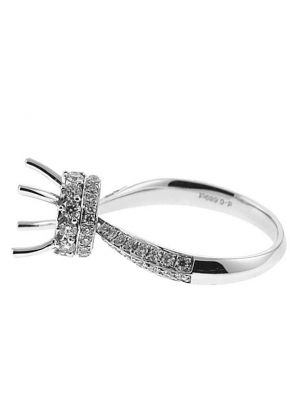 Semi-Mount Knife Edge Engagement Ring with Micro-Pav?? Set Round Diamonds in 18k White Gold