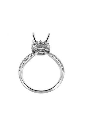 Semi-Mount Knife Edge Engagement Ring with Micro-Pav?? Set Round Diamonds in 18k White Gold