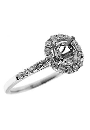 Circle Halo, Diamond Engagement Semi Mount White Gold Ring Setting