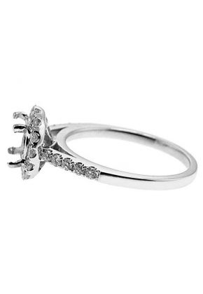 Circle Halo, Diamond Engagement Semi Mount White Gold Ring Setting