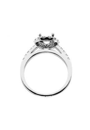 Circle Halo, Diamond Engagement Semi Mount White Gold Ring Setting