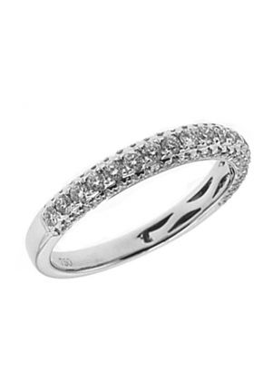 Single Row Triple Sided Band with Round Diamonds Set in 18k White Gold