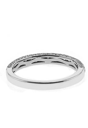 Single Row Triple Sided Band with Round Diamonds Set in 18k White Gold