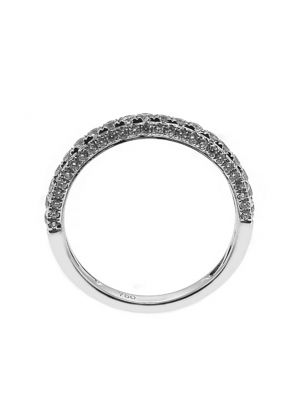 Single Row Triple Sided Band with Round Diamonds Set in 18k White Gold