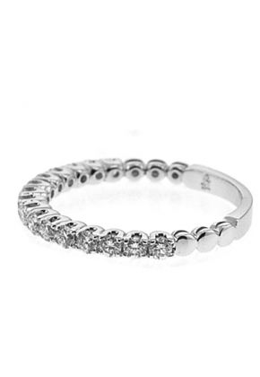 Single Row Prong Set Band with Round Diamonds in 18k White Gold