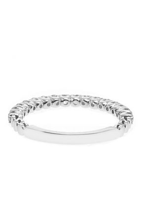 Single Row Prong Set Band with Round Diamonds in 18k White Gold