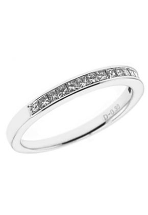 Channel Set Single Row Band with Princess Cut Diamonds in 18k White Gold