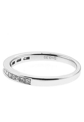 Channel Set Single Row Band with Princess Cut Diamonds in 18k White Gold