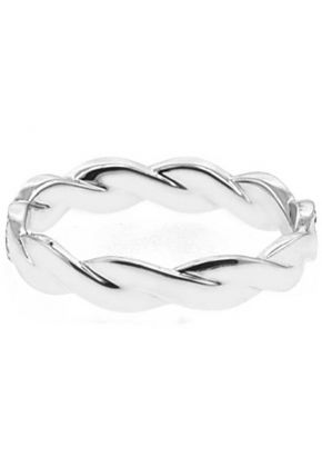 Braided Style Twist Band with Micro-Pav?? Set Diamonds and Beaded Milgrain in 18k White Gold