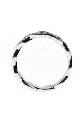 Braided Style Twist Band with Micro-Pav?? Set Diamonds and Beaded Milgrain in 18k White Gold