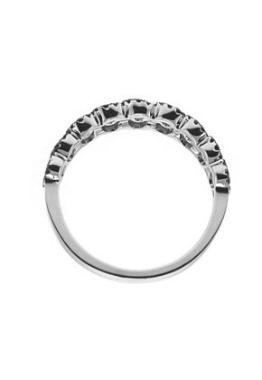 Braided Style Band with Prong Set Black Diamonds and Channel Set White Diamonds in 18k White Gold