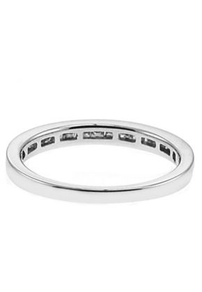 Channel Set Single Row Band with Princess Cut Diamonds in 18k White Gold