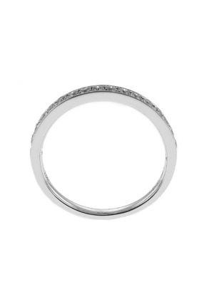 Vintage Inspired Combination Set Band with Beaded Milgrain and Bezel and Channel Set Diamonds in 18k White Gold