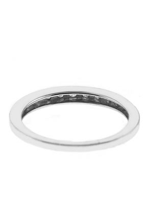 Milgrain Engraved Single Row Band with Micro-Prong Set Round Diamonds in 18k White Gold