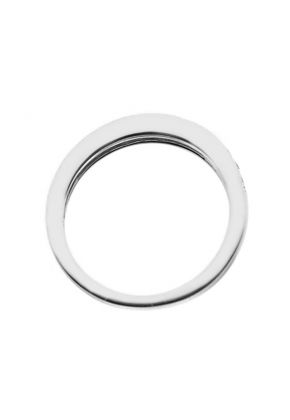 Milgrain Engraved Single Row Band with Micro-Prong Set Round Diamonds in 18k White Gold