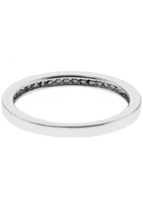 Milgrain Engraved Single Row Band with Micro-Prong Set Round Diamonds in 18k White Gold