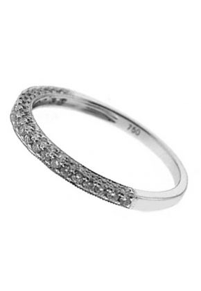 Three Side Band with Micro-Pav?? Set Round Diamonds Bordered by Beaded Milgrain in 18k White Gold