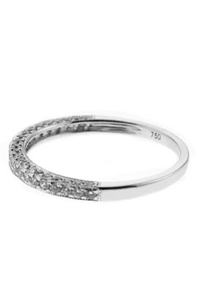 Three Side Band with Micro-Pav?? Set Round Diamonds Bordered by Beaded Milgrain in 18k White Gold