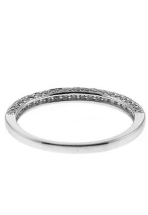 Three Side Band with Micro-Pav?? Set Round Diamonds Bordered by Beaded Milgrain in 18k White Gold