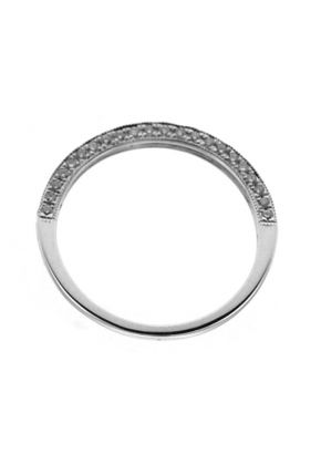 Three Side Band with Micro-Pav?? Set Round Diamonds Bordered by Beaded Milgrain in 18k White Gold