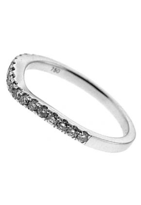 V Curve Micro-Prong Set Band with Round Diamonds in 18k White Gold
