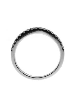 V Curve Micro-Prong Set Band with Round Diamonds in 18k White Gold