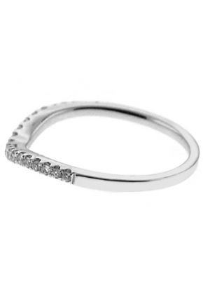 Curved Band with Round Diamonds Set in 18k White Gold