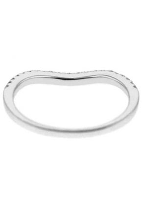 Curved Band with Round Diamonds Set in 18k White Gold