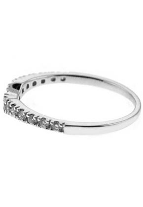 U Curved Band with Round Diamonds Set in 18k White Gold
