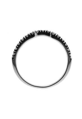 U Curved Band with Round Diamonds Set in 18k White Gold